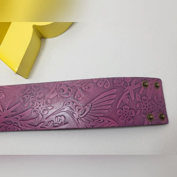 🛍️ LEATHER CUFF Bracelet Hummingbird - Picture 3 of 8